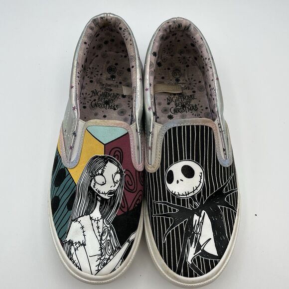 The Nightmare Before Christmas Slip-On Loafer Shoes Wms Sz 6.5 Hologram Holiday - Picture 2 of 10